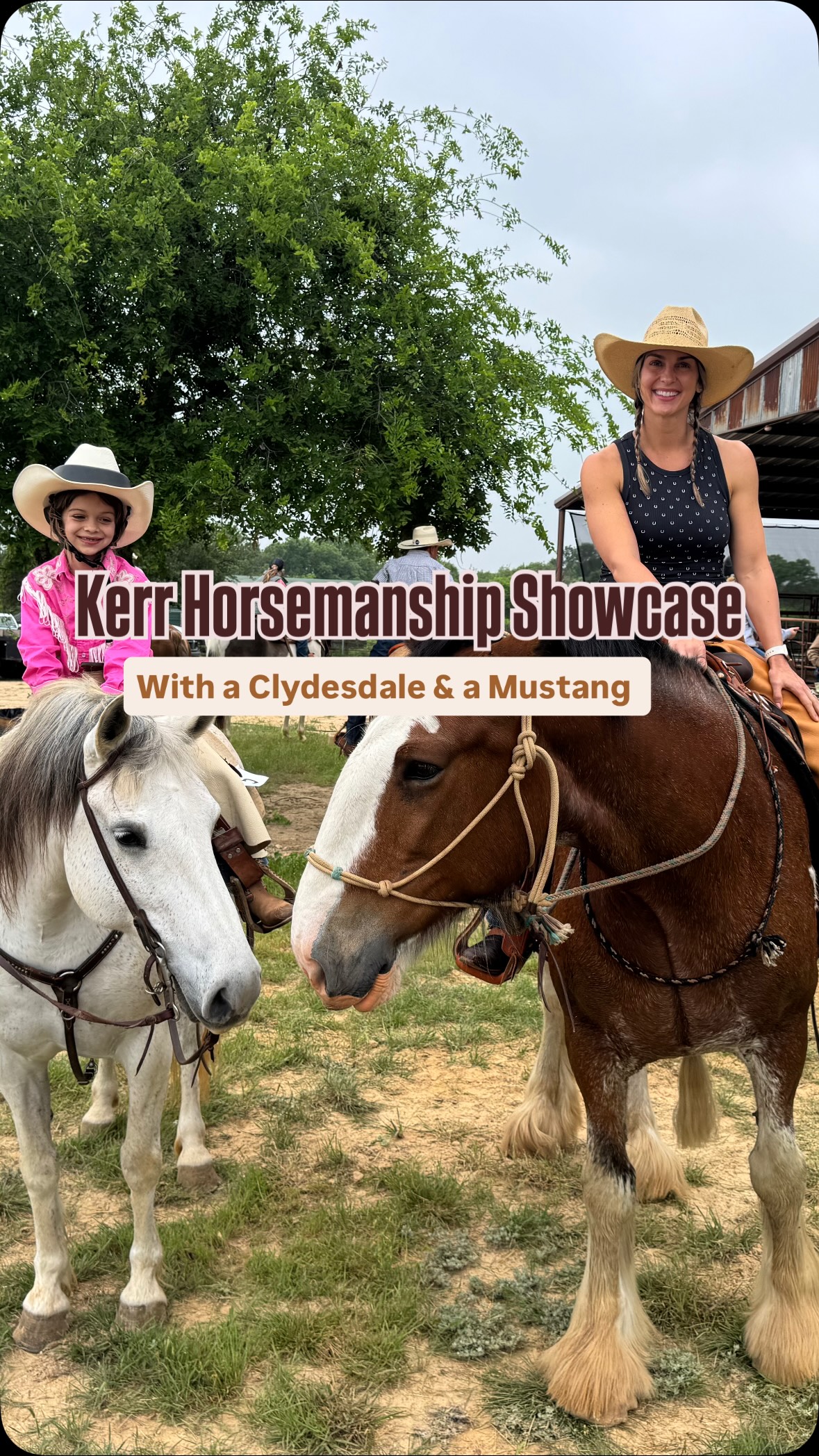 Some of the most exciting mornings of my life, were horse show days when I was little! I can still feel that excitement of early mornings and the smell of the barn and horses. 🐴 
It was so special to experience a horsemanship showcase with my daughter! 
I decided morning of the show that I’d ride Rosie even though we hadn’t caught her in about 6 months and she’s never done a horse show. I was so proud of her and the foundation Ty put on her! 
Thank you @boss_brumby Kerr Horsemanship for hosting such a wonderful event to enjoy our horses! Your mustang, Shaza, took such good care of Oakley! #horsemanship #clydesdale #horses #mustang #ranchhorse