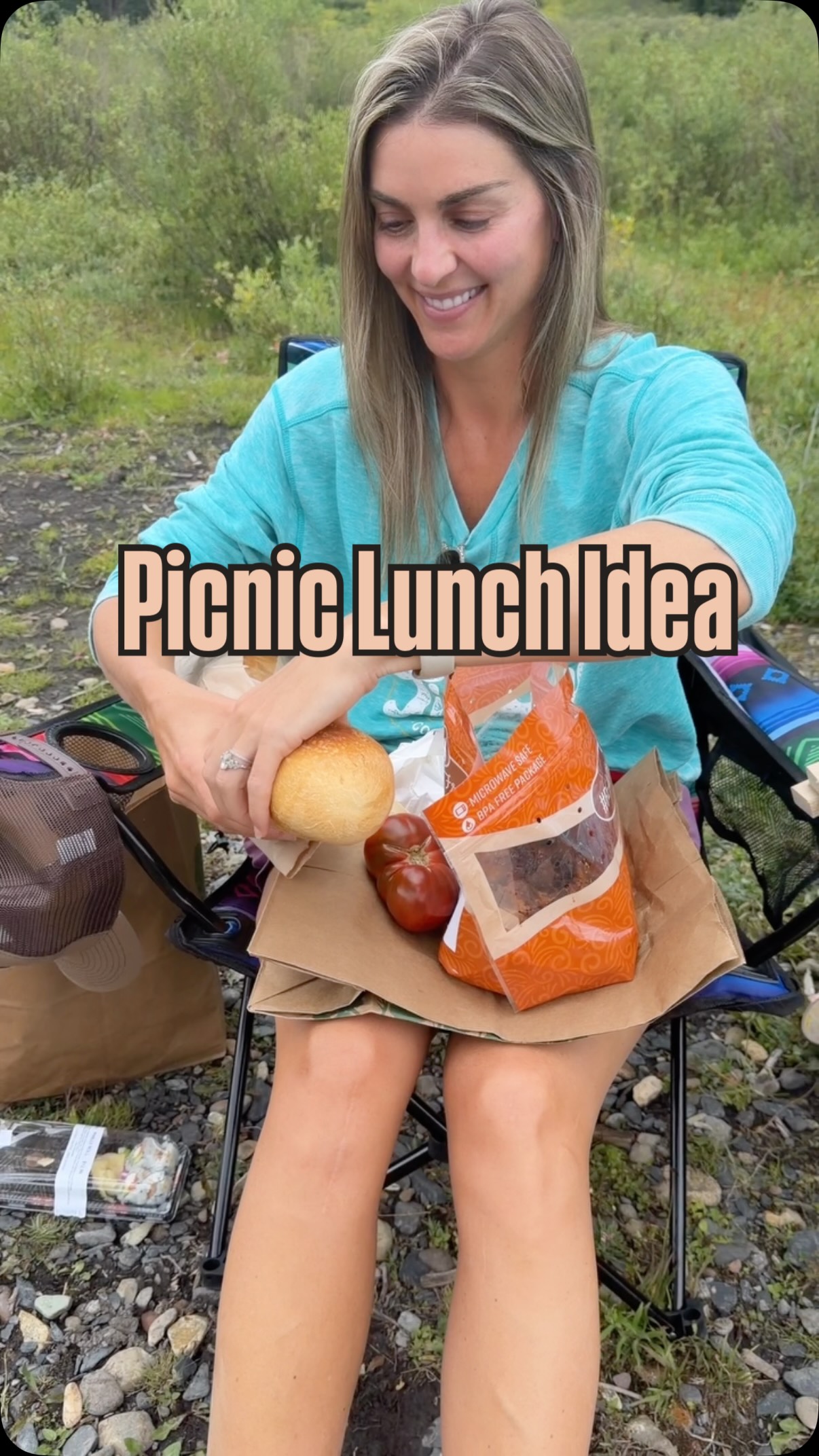 Loved this picnic lunch shared by my friend who lives in a tent half of the year!! #camping #picnicfood #lunchidea #mountains