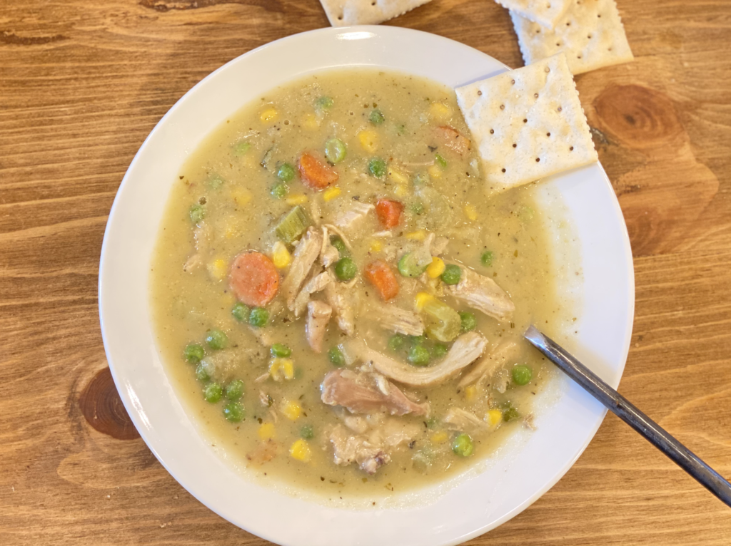 Homemade Creamy Chicken Pot Pie Soup (& Good For You) - Boots & Biscuits